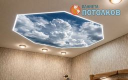 Матовый потолок с фотопечатью для спальни